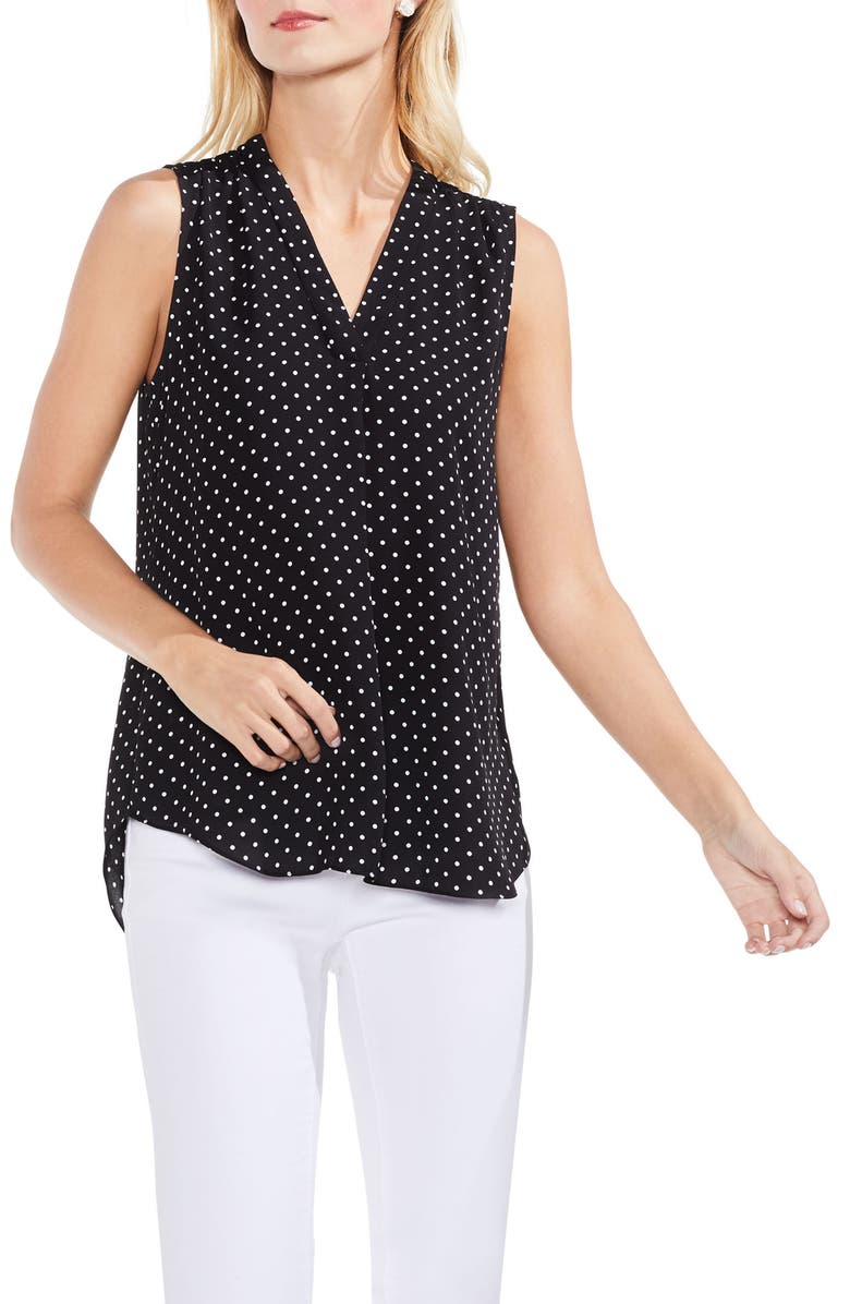 Vince Camuto Poetic Dots Sleeveless V-Neck Blouse, Main, color, 