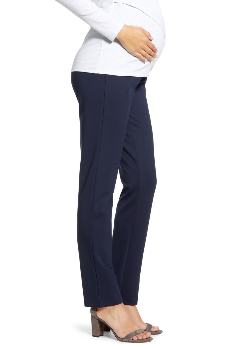 Straight Leg Maternity Trousers, Alternate, color, NAVY