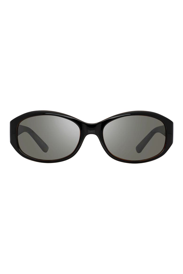 Grace Petite 57mm Polarized Oval Sunglasses, Main, color, BLACK