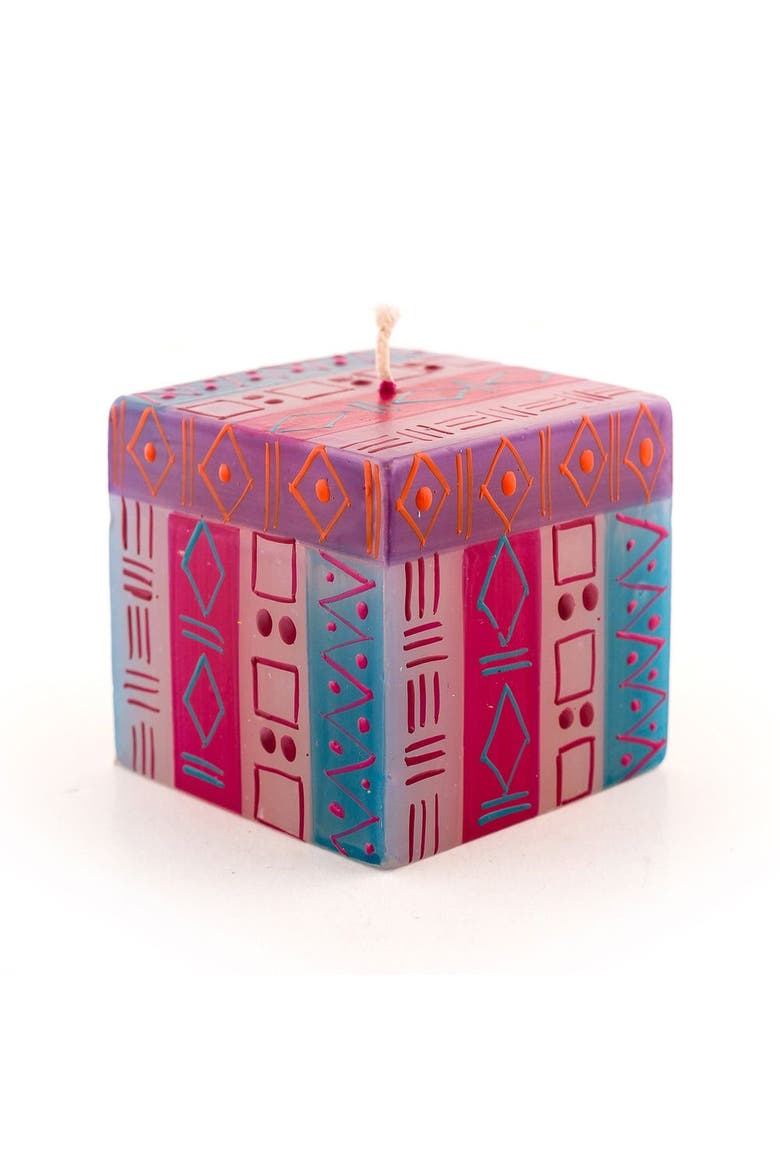 Blue Moon Painted Cube Candle, Main, color, Blue - 3x3x3"