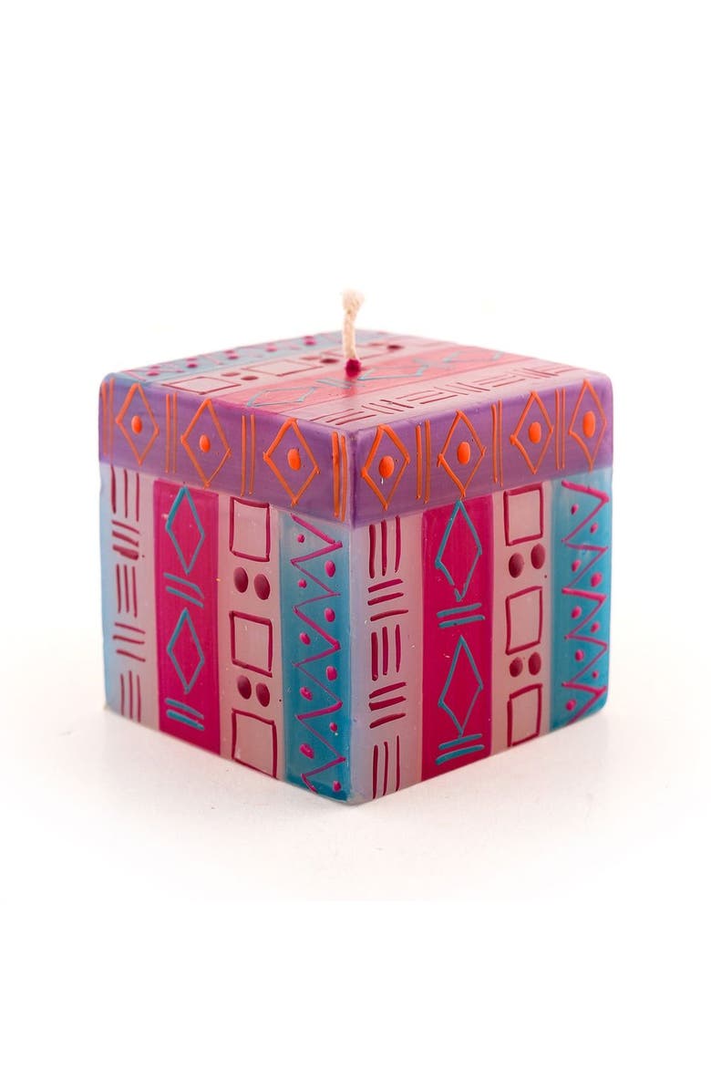 Thumbprint Artifacts Blue Moon Painted Cube Candle, Main, color, Blue - 3X3x3"