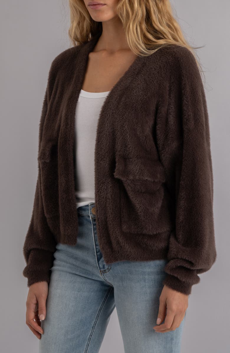 KUT from the Kloth Jana Open Front Cardigan, Alternate, color, Chocolate