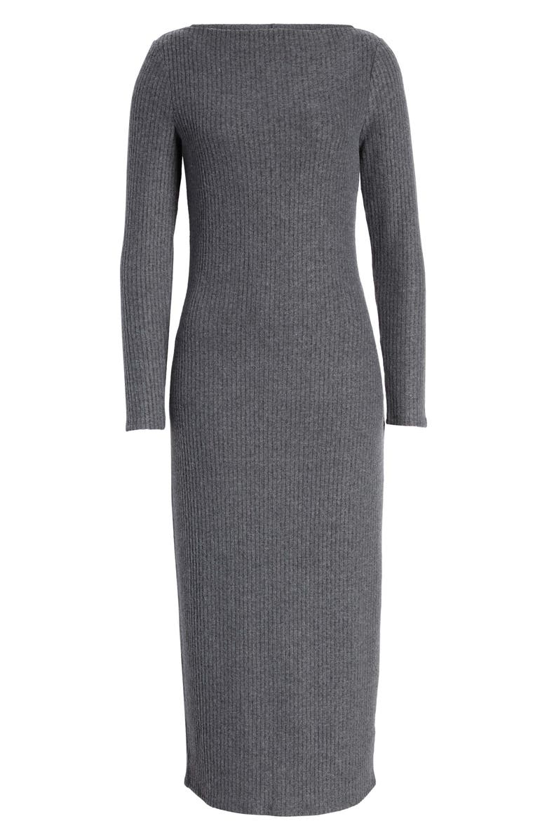 Caslon<sup>®</sup> So Soft Ribbed Long Sleeve Midi Sweater Dress, Alternate, color, 