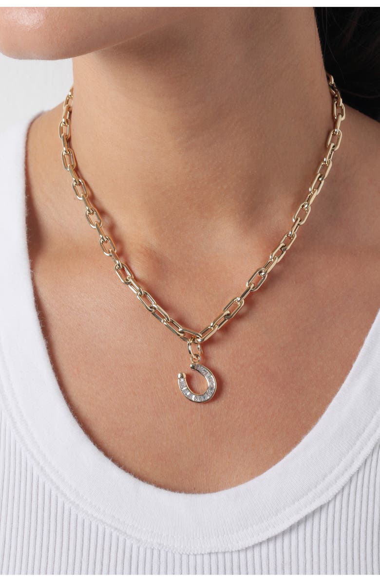 Adina Reyter Diamond Horseshoe Charm, Alternate, color, Yellow