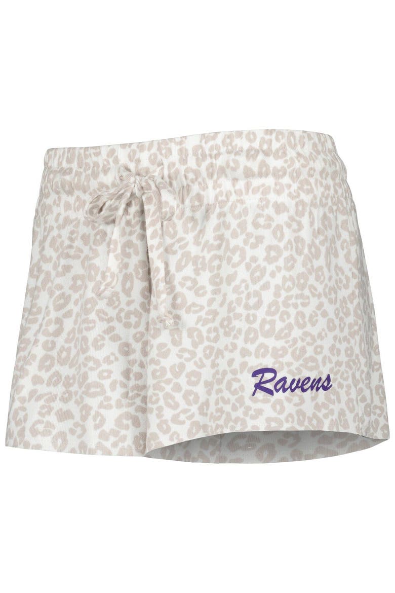Women's Concepts Sport White/Cream Baltimore Ravens Montana Knit T-Shirt & Shorts Sleep Set, Alternate, color, White