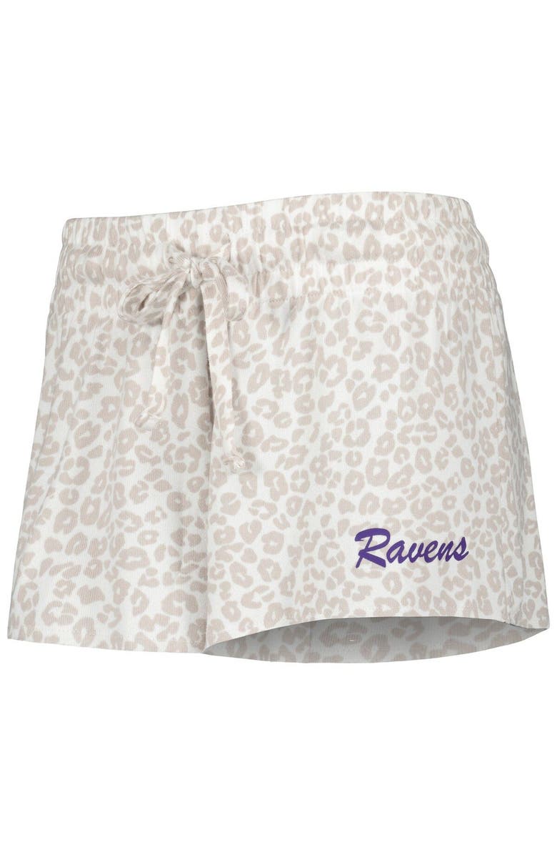 CONCEPTS SPORT Women's Concepts Sport White/Cream Baltimore Ravens Montana Knit T-Shirt & Shorts Sleep Set, Alternate, color,