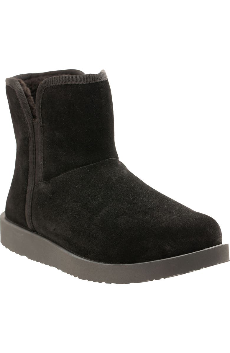 Revitalign Aspen Fireside Faux Fur Lined Leather Bootie Slipper, Main, color, Black