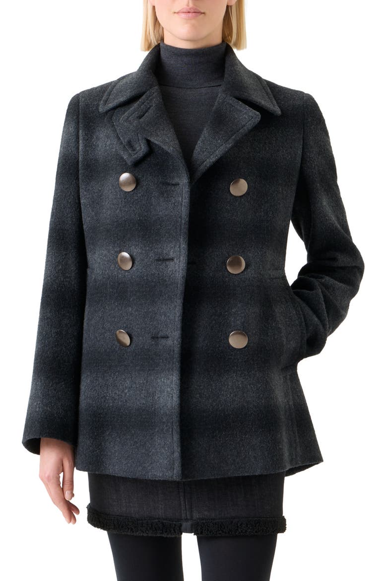 Blurred Check Wool Blend Peacoat, Main, color, CHARCOAL-BLACK