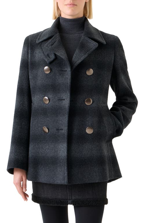 Akris Punto Blurred Check Brushed Wool Peacoat In Black