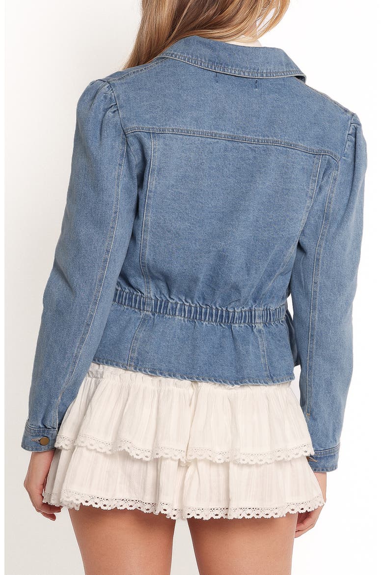 Raine Denim Peplum Jacket, Alternate, color, DENIM