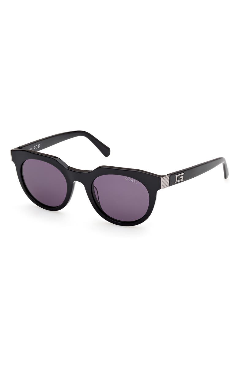 GUESS Round Sunglasses, Alternate, color, Shiny Black / Smoke