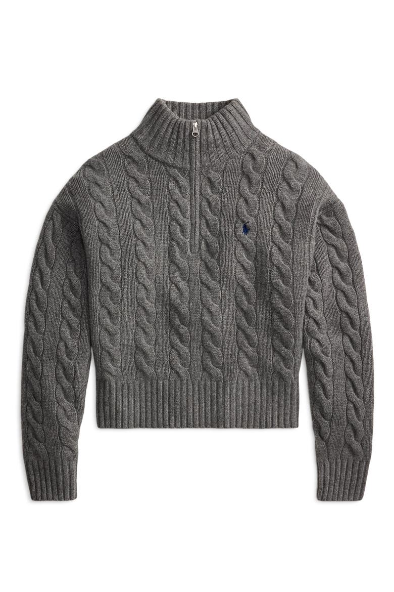 Quarter Zip Wool & Cashmere Sweater, Alternate, color, GREY
