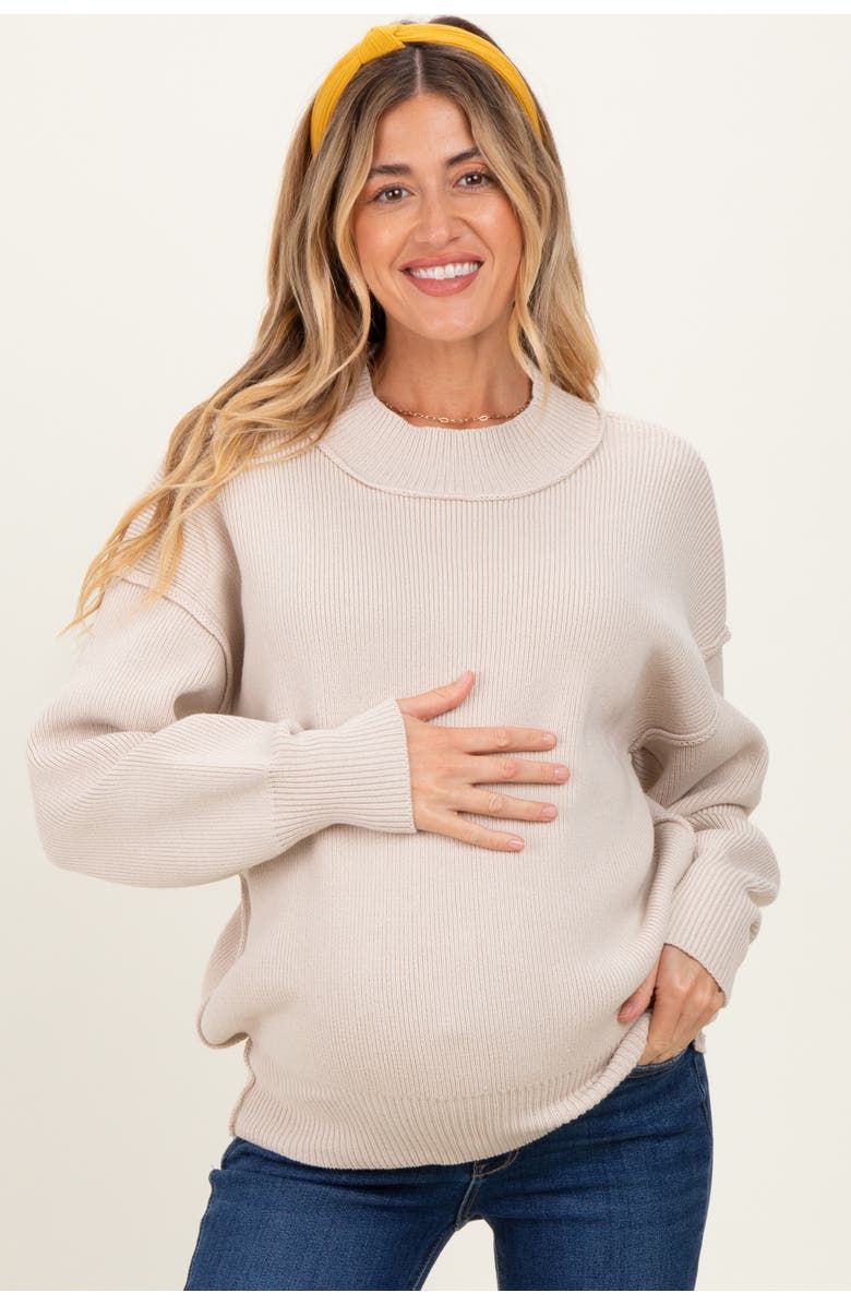 PinkBlush Wide Neck Drop Shoulder Sweater, Main, color, Beige