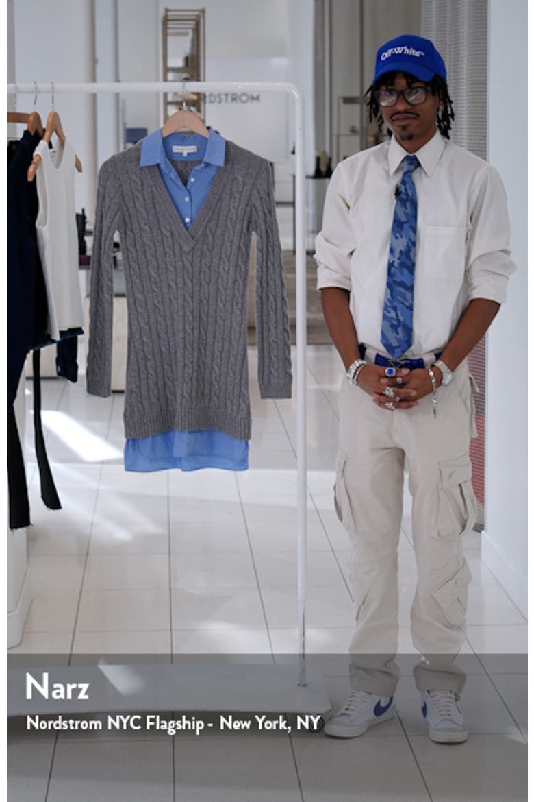 Mixed Media Cable Stitch Long Sleeve Sweater Dress video