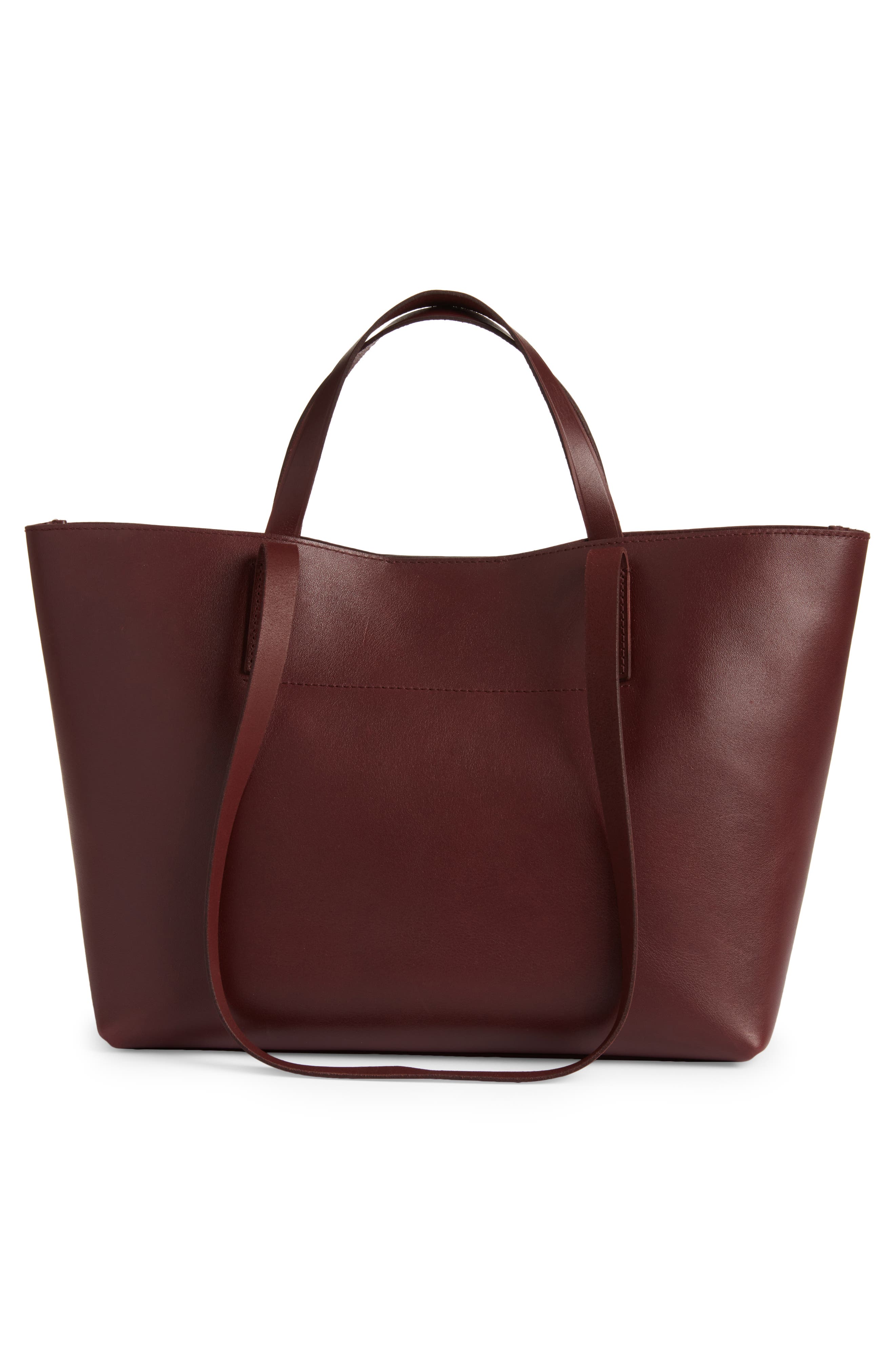 Madewell Medium Essentials Leather East/West Tote, Alternate, color, Dark Cabernet