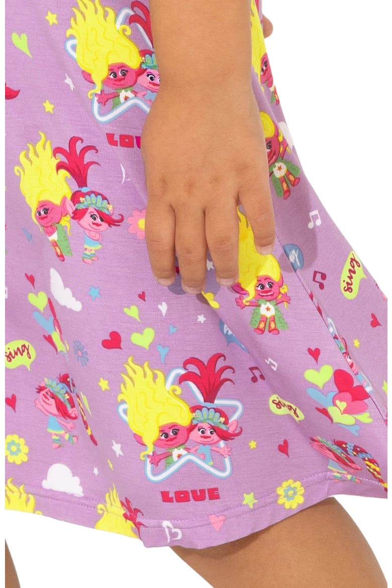 Kids' Trolls Valentine's Short Sleeve Dress, Alternate, color, Trolls Valentine's