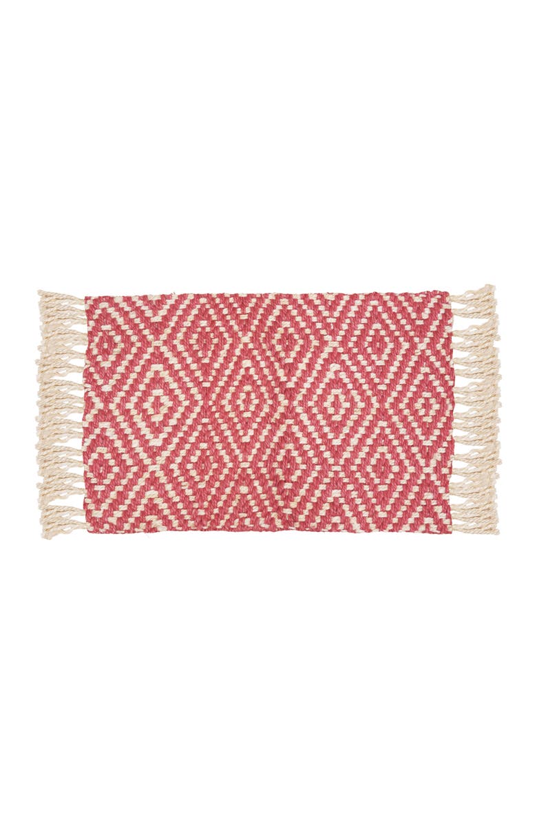 carol & frank Fringed Diamond Hibiscus Jute Rug, Main, color, Red