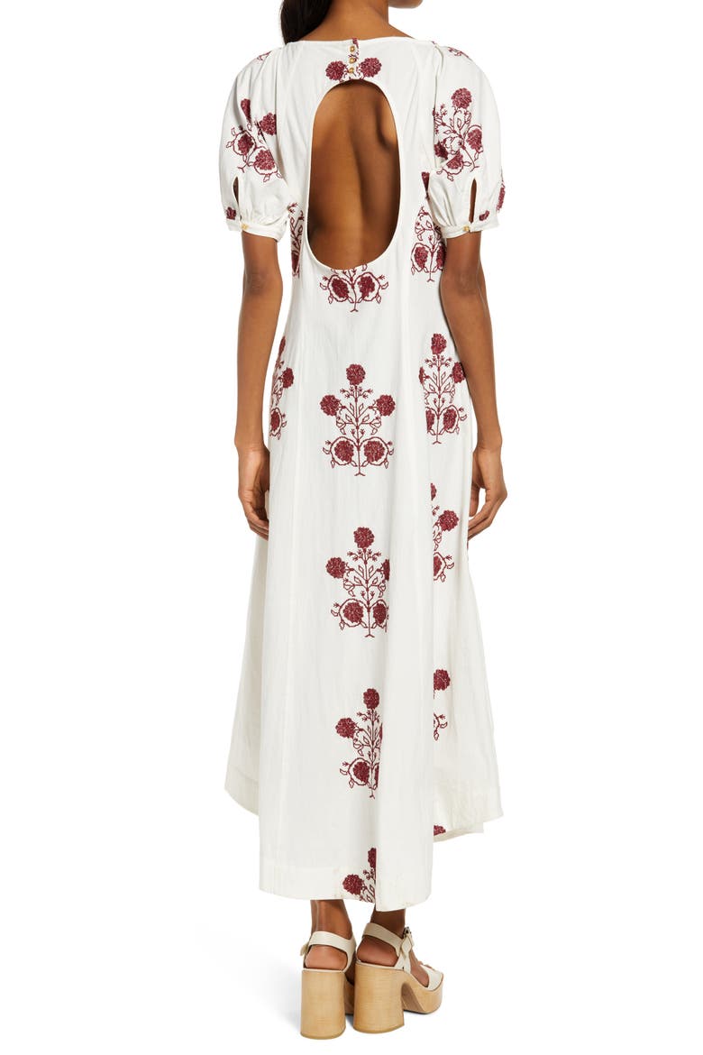 Cactus Flower Embroidered Cotton Dress, Alternate, color, LAZY BONES COMBO