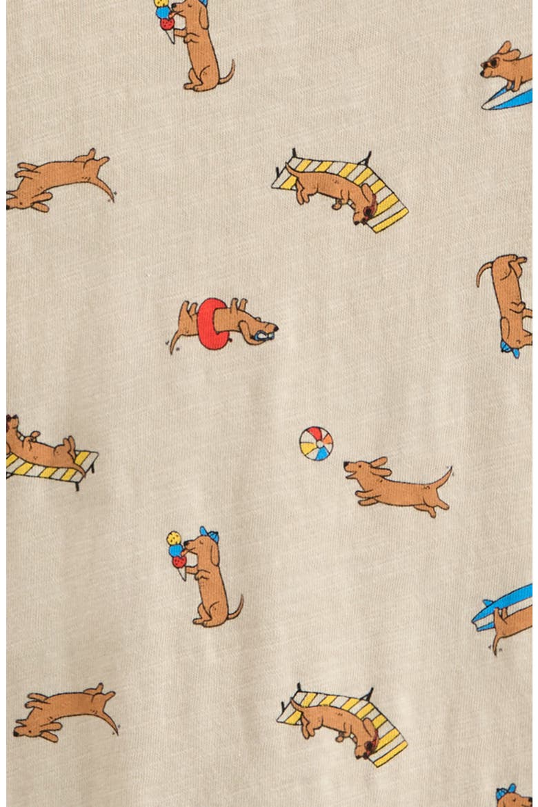 Henley Pocket Romper, Alternate, color, BEIGE OATMEAL SUMMER DOGS