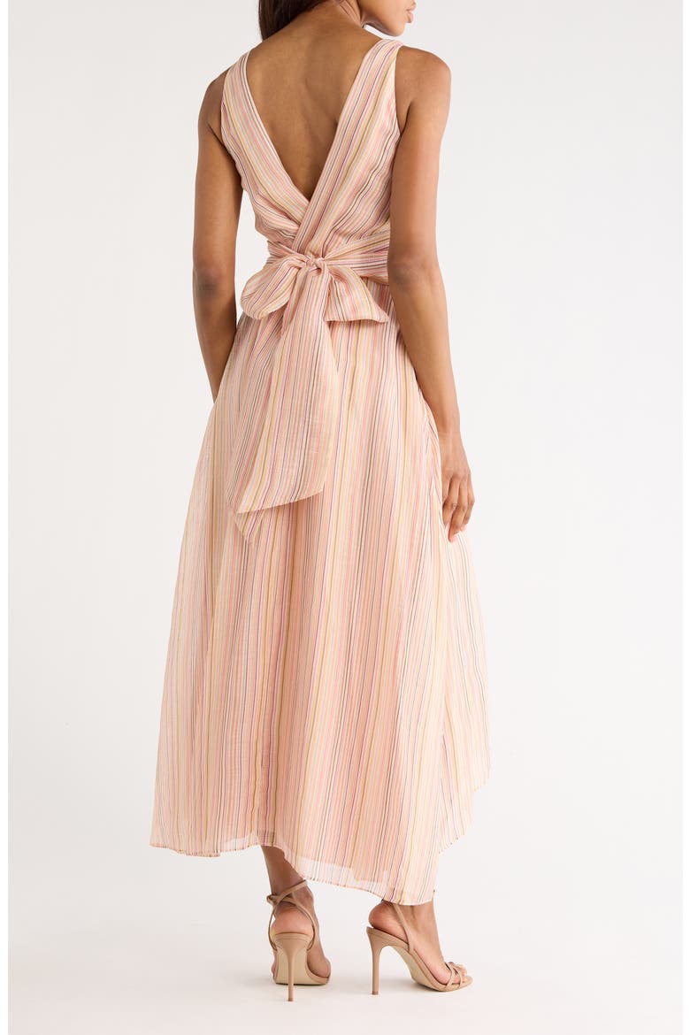 Anna Stripe Sleeveless Linen & Silk Dress, Alternate, color, PEACH MULTI
