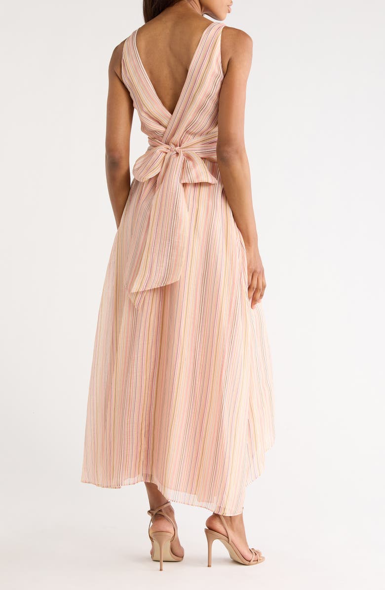 Derek Lam 10 Crosby Anna Stripe Sleeveless Linen & Silk Dress, Alternate, color, Peach Multi
