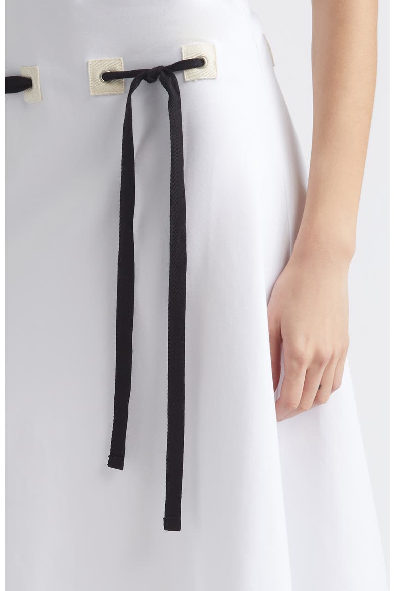 Suni Drawstring Organic Cotton Knit Midi Dress, Alternate, color, 000 - WHITE