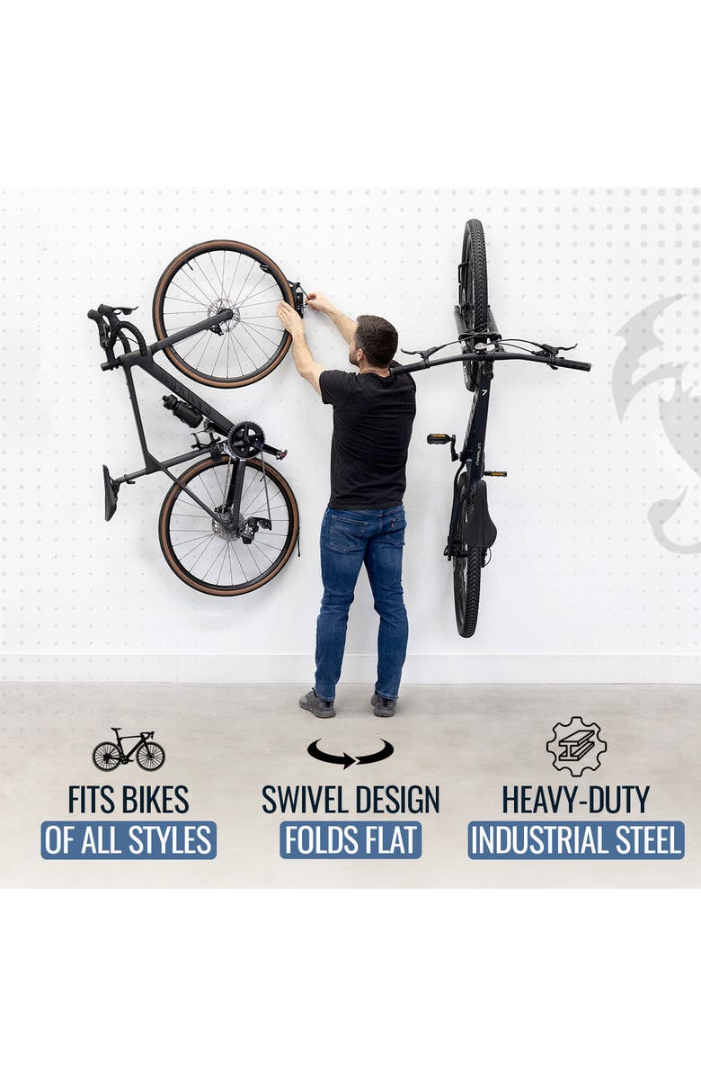 StoreYour Swivel Mount Bike Storage Rack - 4 Bicycle - Garage Wall Hook, Alternate, color, Black