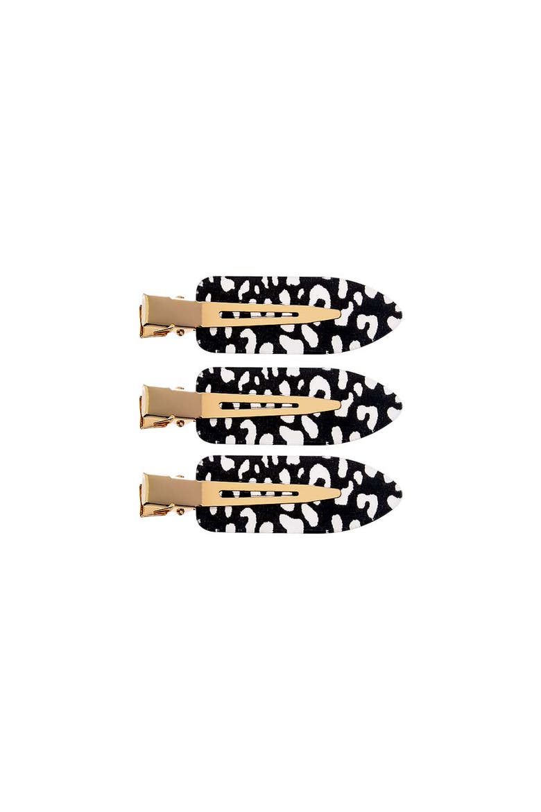 Animal Print Creaseless Clip Set, Main, color, Black & White