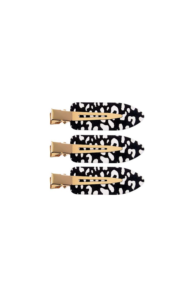 BY ADINA EDEN Animal Print Creaseless Clip Set, Main, color, Black & White