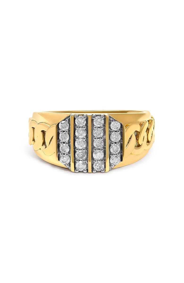 Haus of Brilliance Men's 14K Yellow Gold Plated Sterling Silver Diamond 1/2 Cttw Cuban-Link Band Ring, Main, color, Yellow Gold Over Silver