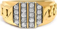 Haus of Brilliance Men's 14K Yellow Gold Plated Sterling Silver Diamond 1/2 Cttw Cuban-Link Band Ring