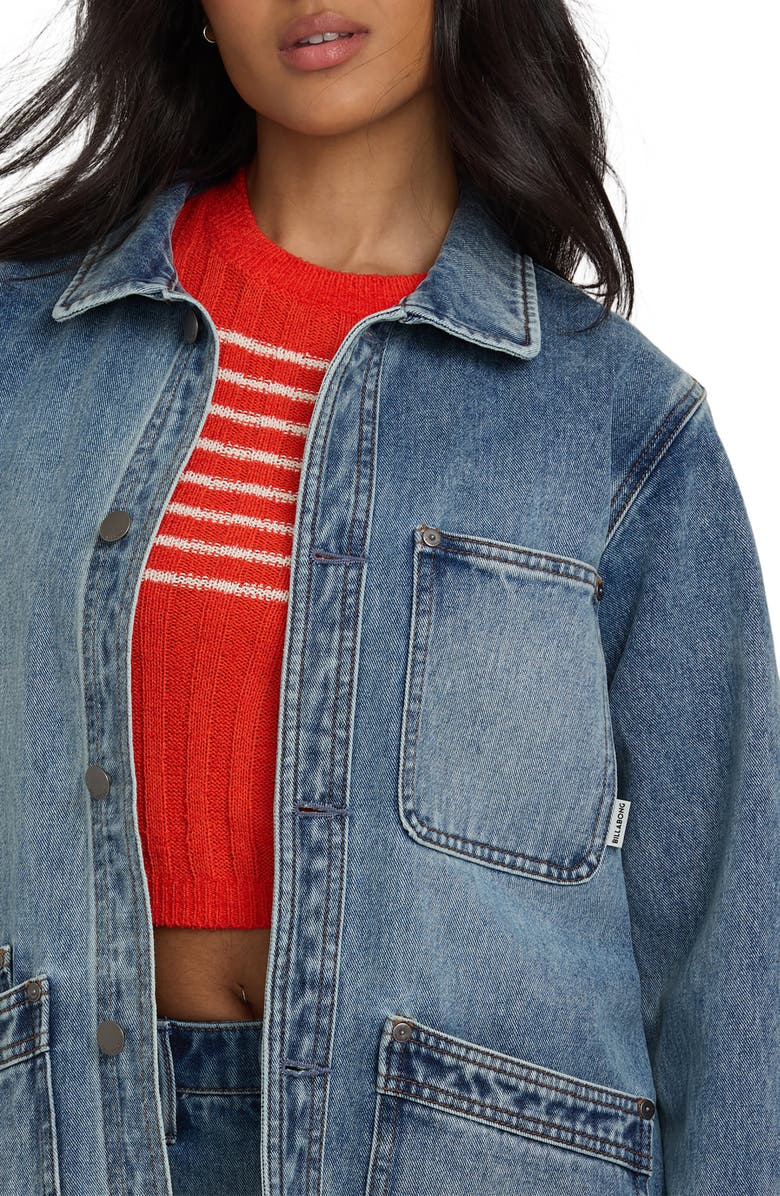 Billabong Oversize Denim Chore Coat, Alternate, color, Atlantic Deep