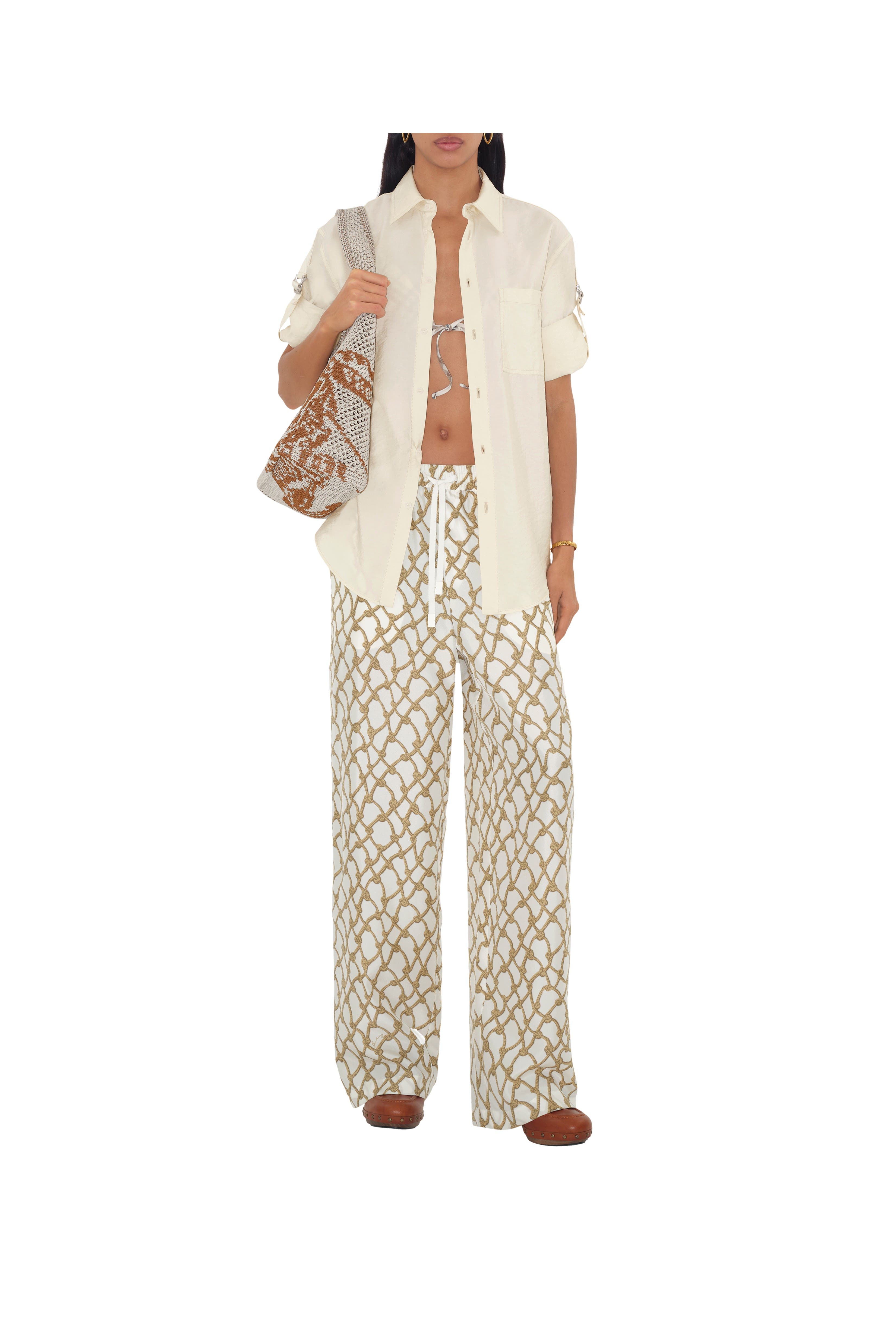 Burberry Large EKD Crochet Bag, Alternate, color, White/Sand