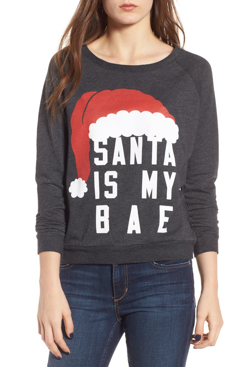 Santa Is My Bae Pullover, Main, color, GREY