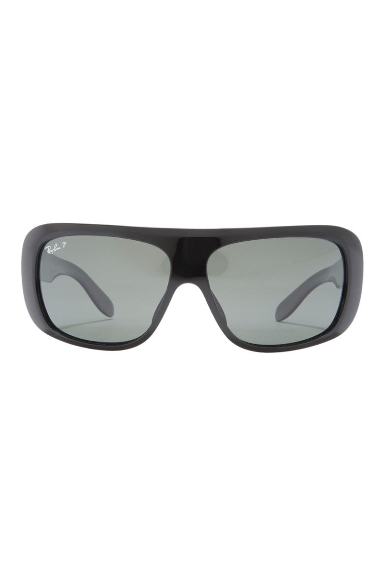 61mm Pillow Polarized Sunglasses, Main, color, BLACK