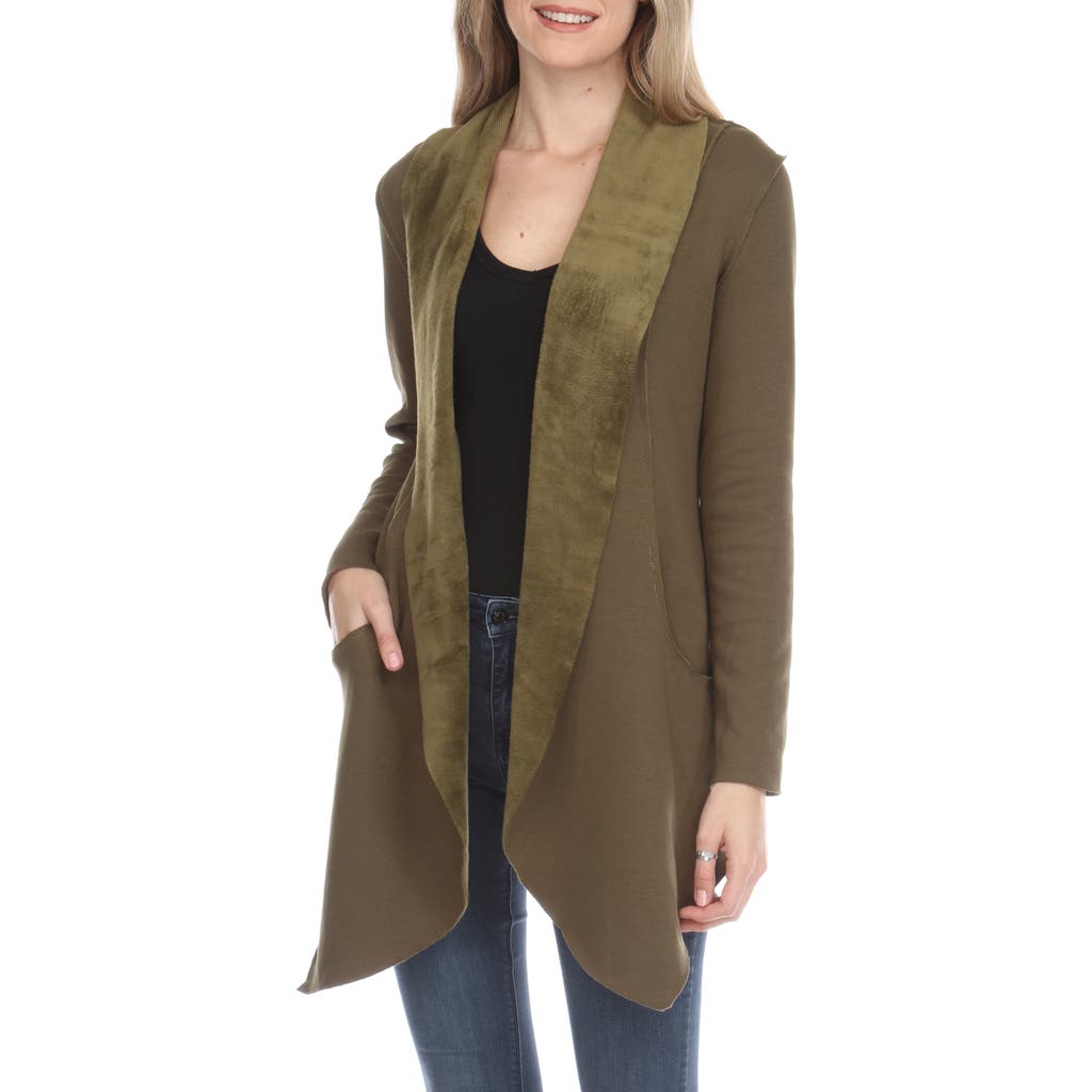 Rain And Rose Drape Front Cardigan In Multi