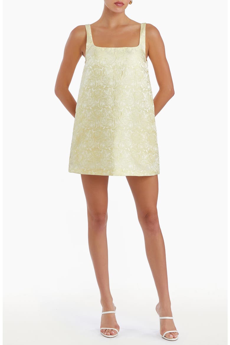 Rinaldi Jacquard Trapeze Cocktail Minidress, Main, color, CORNSILK