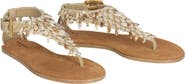 Balmain Flat sandals in suede, cotton and beads