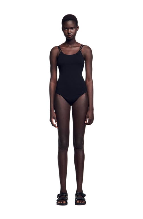Sandro Jewellery Detail Knit Leotard In Black