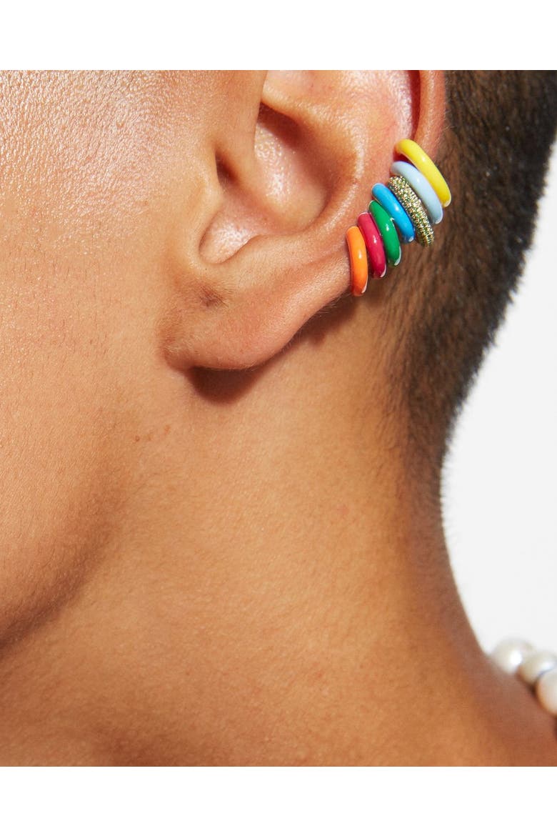 Sparkle Ear Cuffs in 14K Gold, Alternate, color, Orange