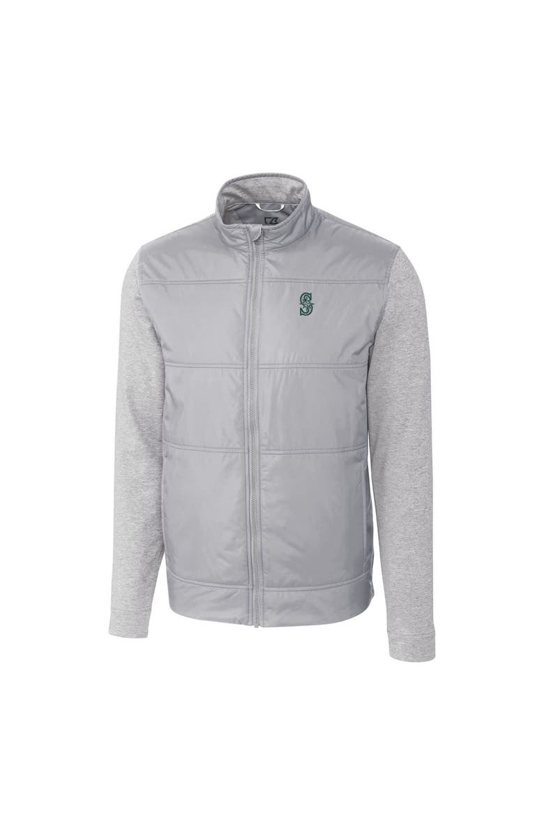 Cutter & Buck Men's Cutter & Buck  Gray Seattle Mariners Stealth Hybrid Quilted Full-Zip Windbreaker Jacket, Alternate, color, 