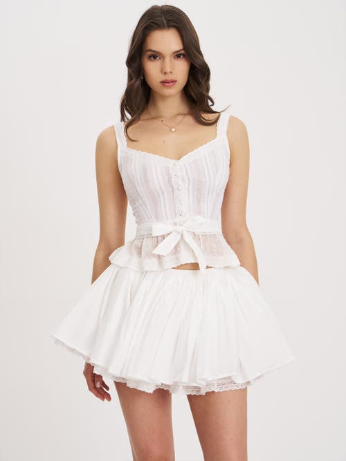 Miss Circle Aliya Cotton Poplin Button Up Sleeveless Top In White
