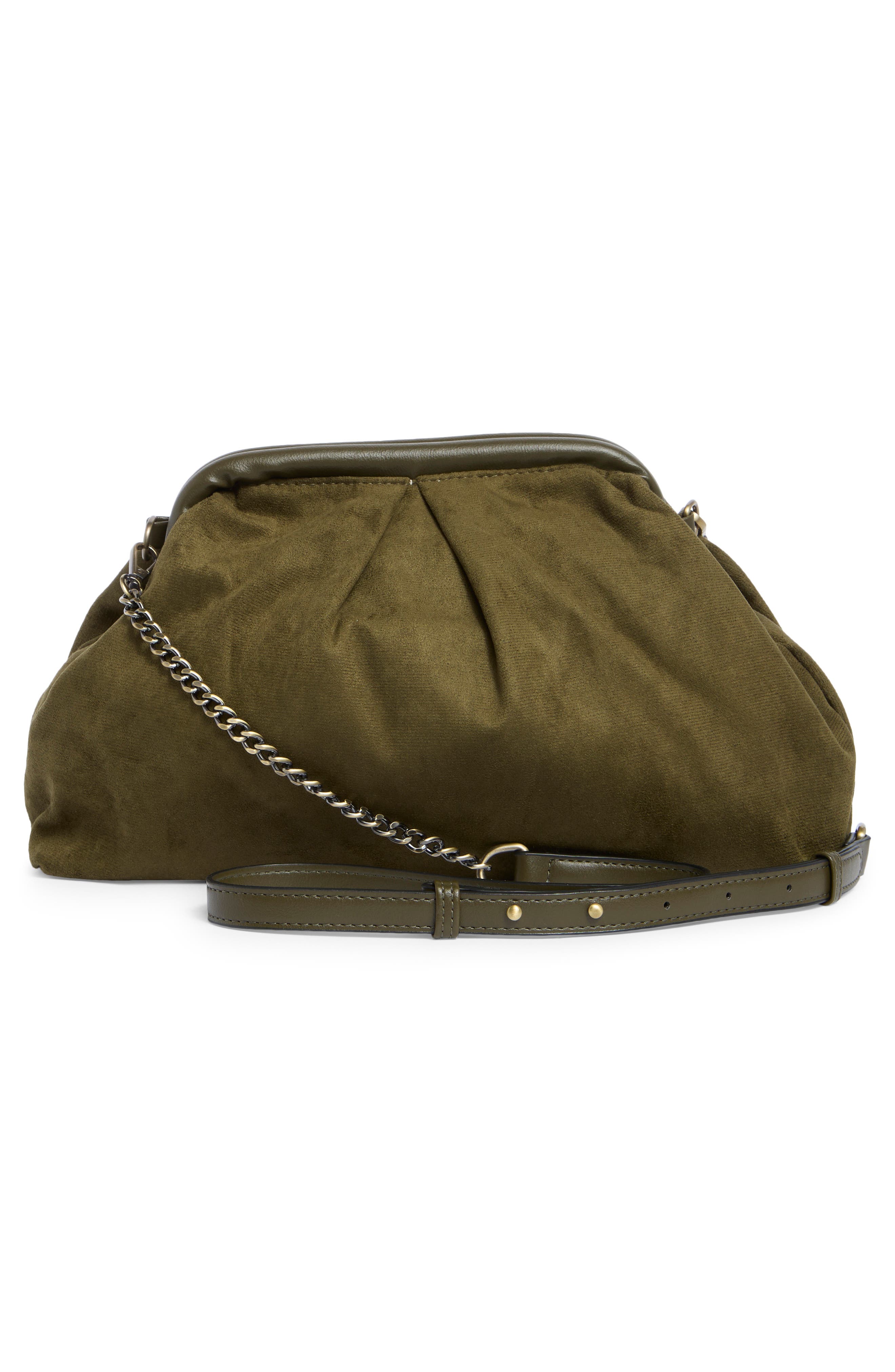 Faux Suede Clutch, Alternate, color, OLIVE