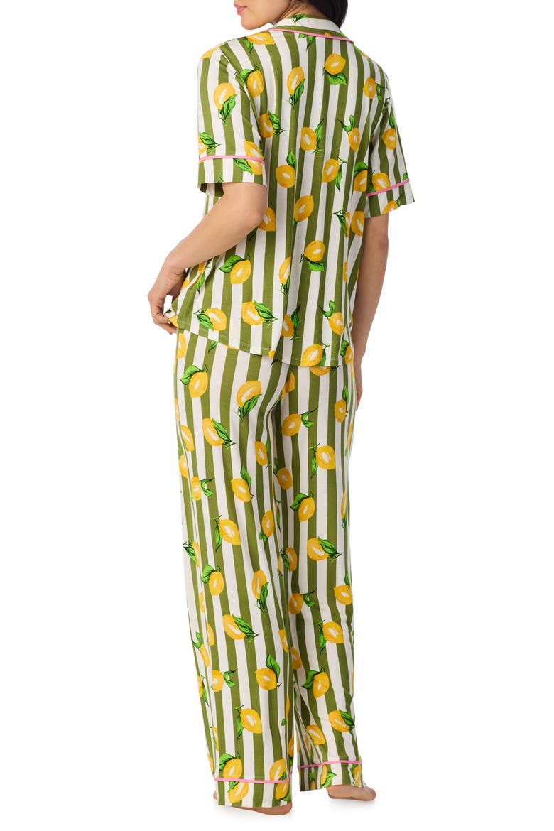 Print Long Pajamas, Alternate, color, GREEN STRIPE