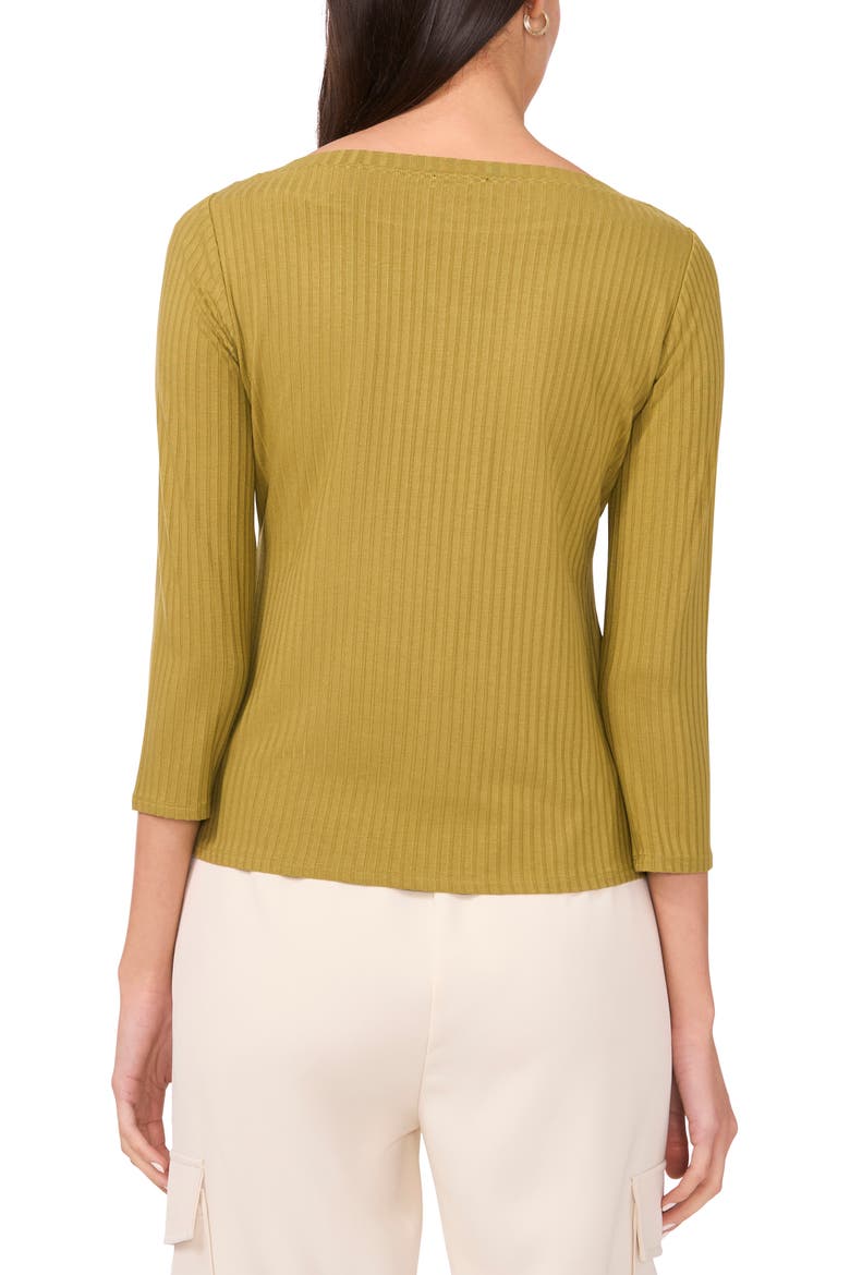 Rib Boat Neck Three-Quarter Sleeve Top, Alternate, color, GREEN MOSS