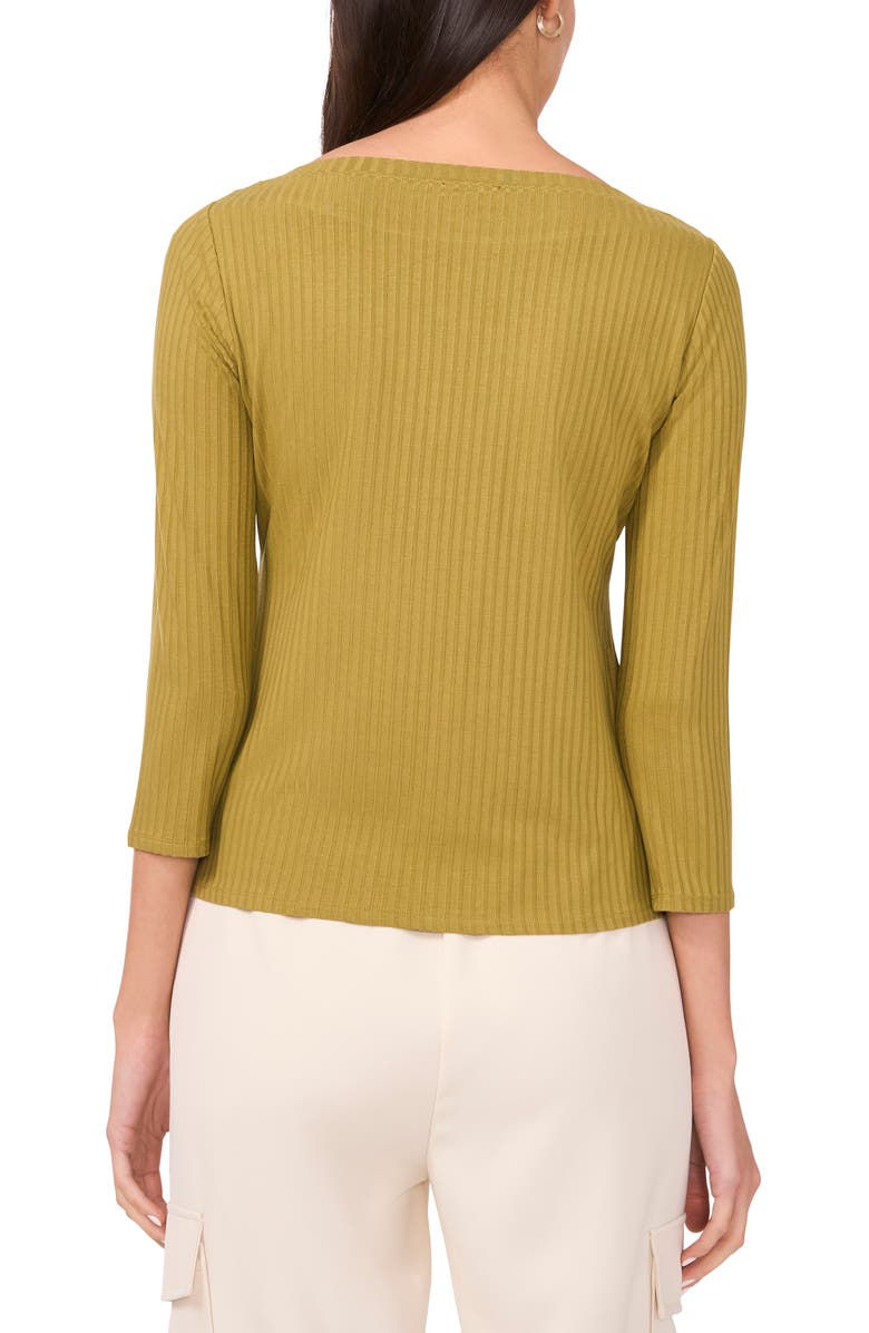 Halogen<sup>®</sup> Rib Boat Neck Three-Quarter Sleeve Top, Alternate, color, Green Moss