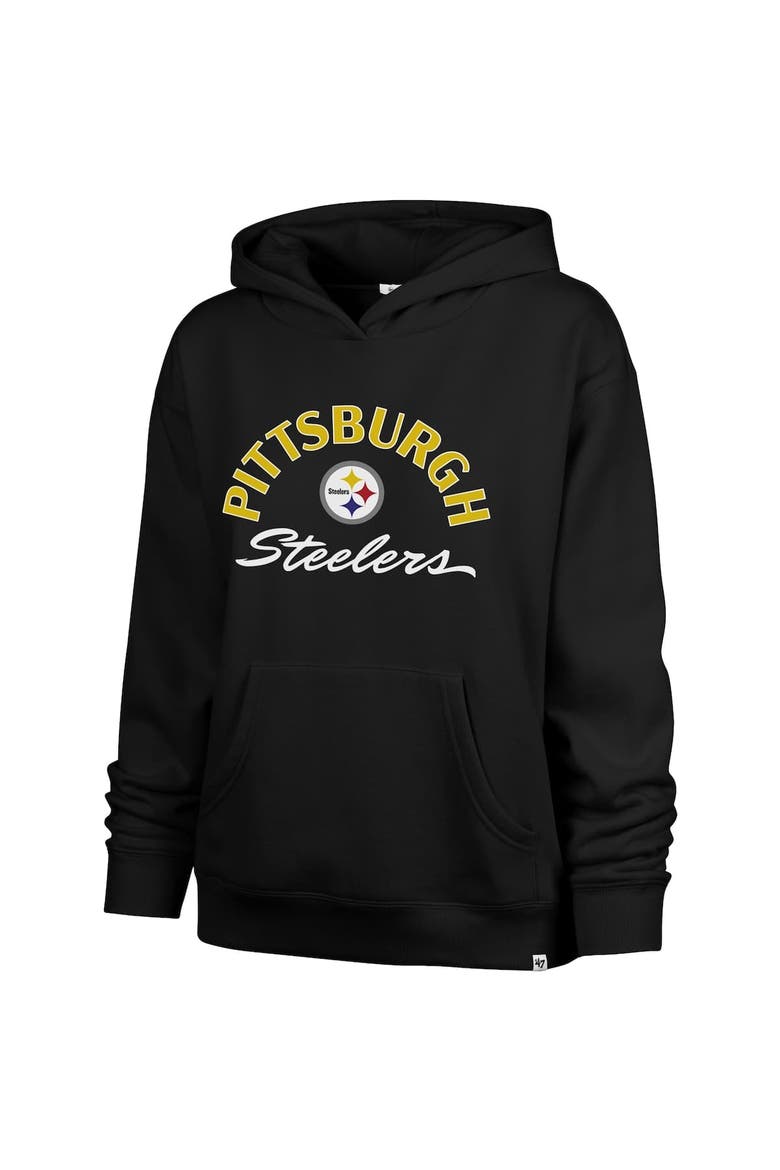 Women's '47 Black Pittsburgh Steelers Plus Size Whirlwind Naomi Hoodie, Alternate, color, Black