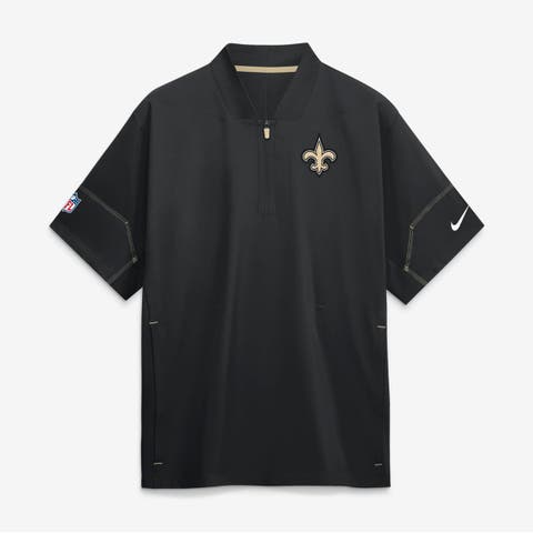 Men's Nike Black New Orleans Saints Sideline Short Sleeve Quarter-Zip Coaches Jacket