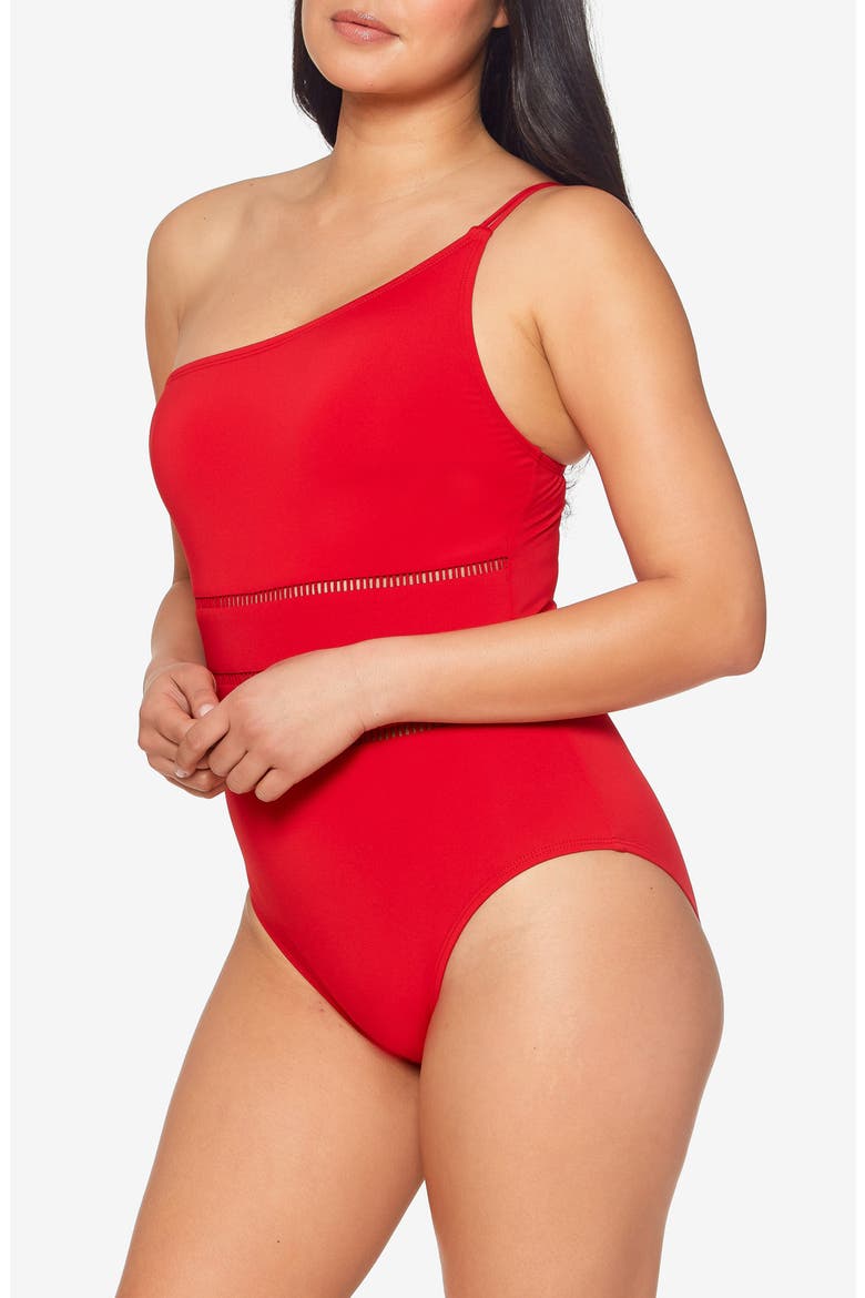Behind the Seams One-Shoulder One-Piece Swimsuit, Alternate, color, GINGER