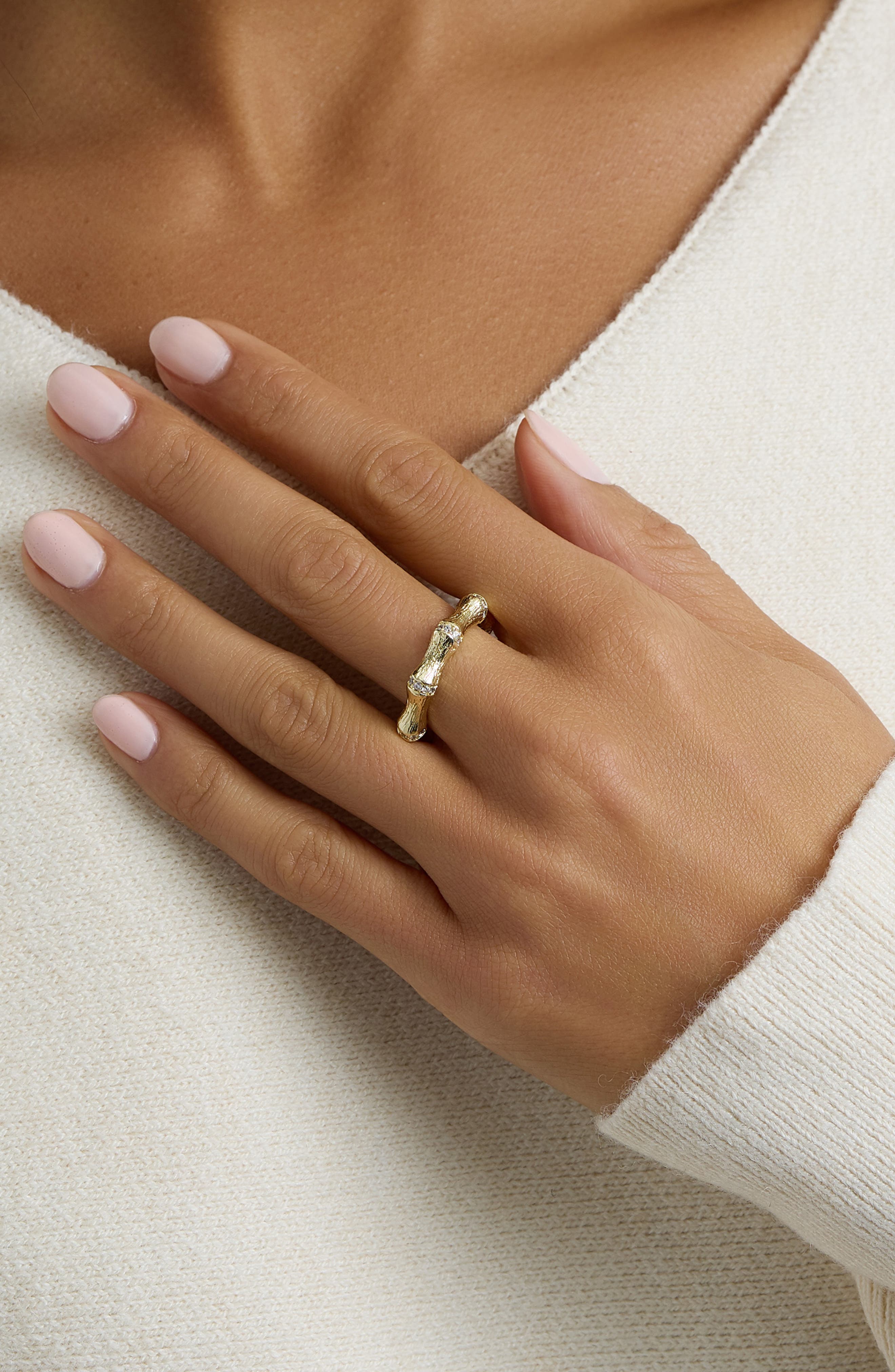 ATHRA LUXE Cubic Zirconia Bamboo Band Ring (Women) | Nordstrom